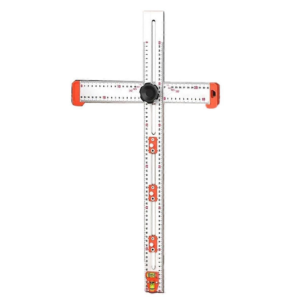 Woodworking 2-in-1 Punching Positioning Ruler T-Shaped Ruler Multifunctional Angle Ruler,Marking Me