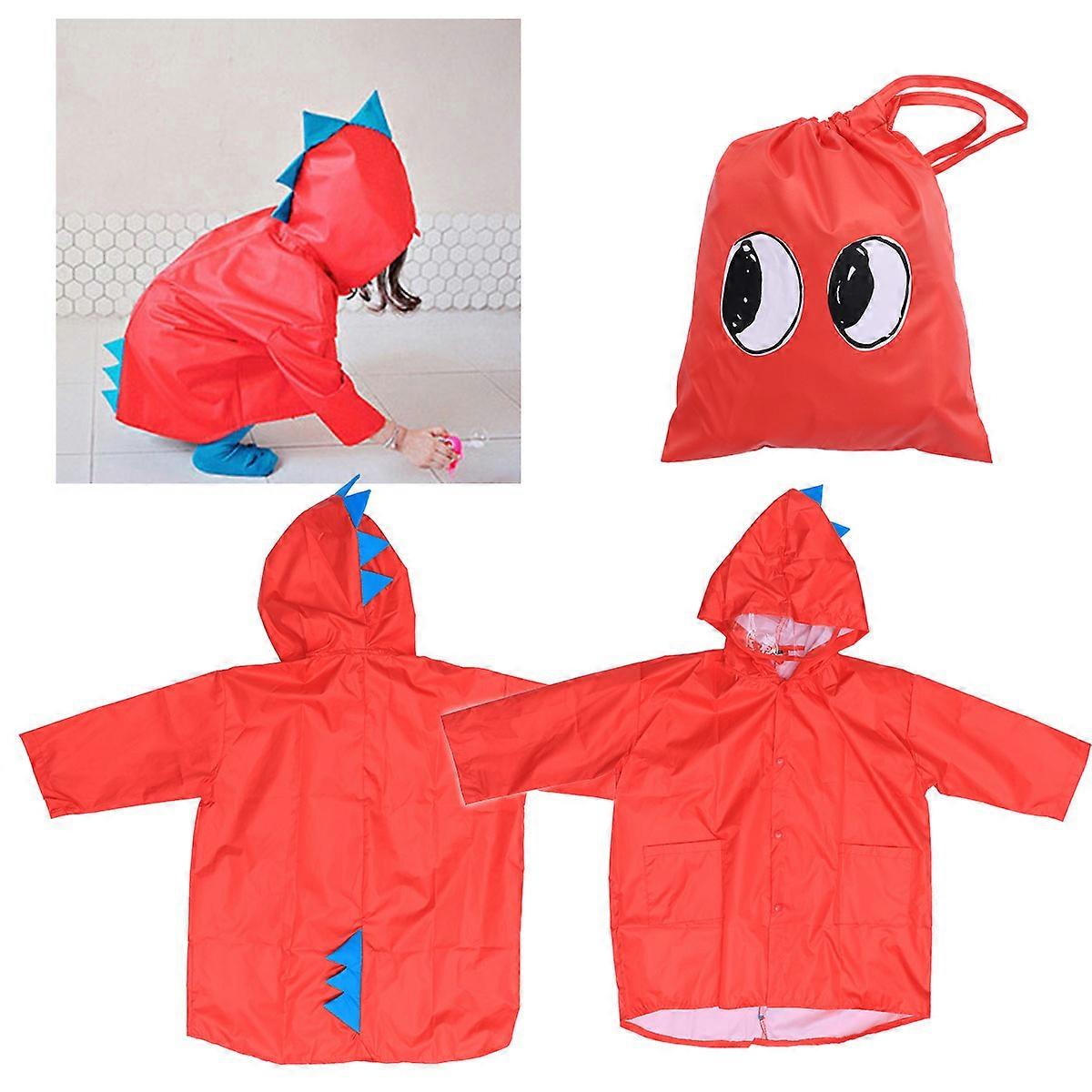 Children Raincoats with Hood for Kids Use 1 Piece Red Waterproof Poncho