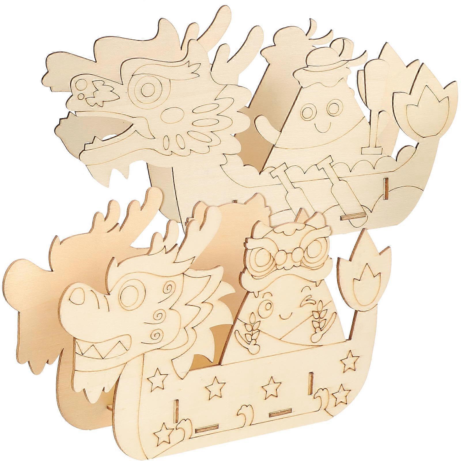 3D Boat Model Puzzle Toys Made of Wood for Kids to Assemble 8Sets