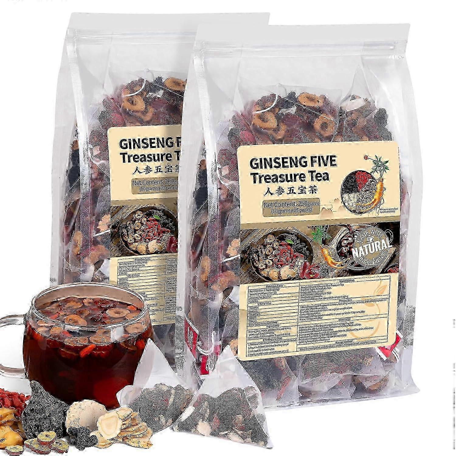 Ginseng Five Treasures -tee, munuaisten virkistävä tee, kiinalainen yrttitee, luonnollinen orgaaninen miehen ja naisen munuais- ja myrkkyjä poistava tee, arvokas lääketee