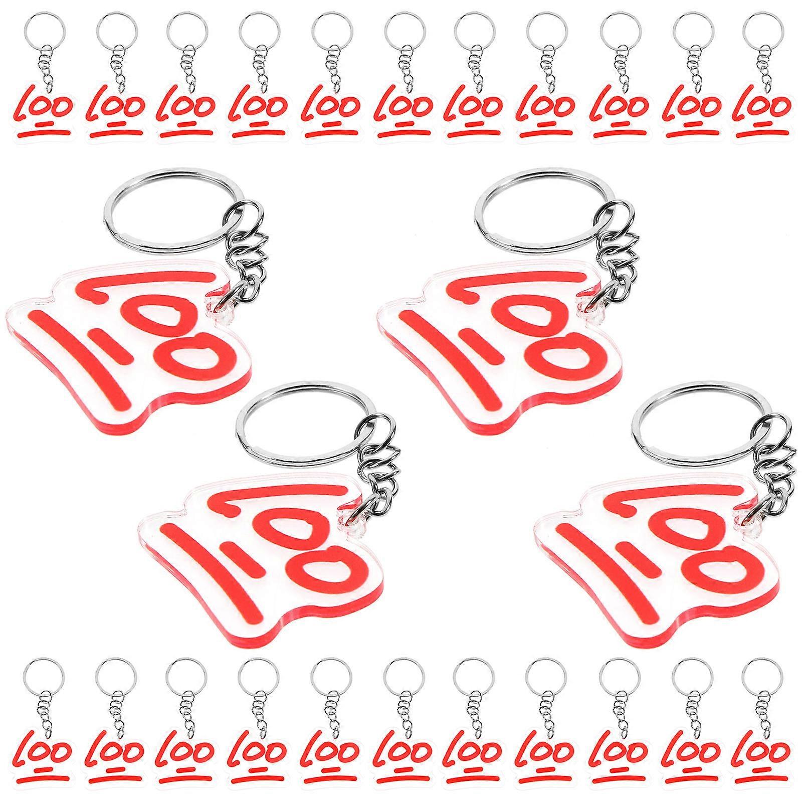 Keychains Bulk 40 Pcs Acrylic Keychains For Bags And Car Keys 8X3.5X0.3Cm Red Simple Ring Design