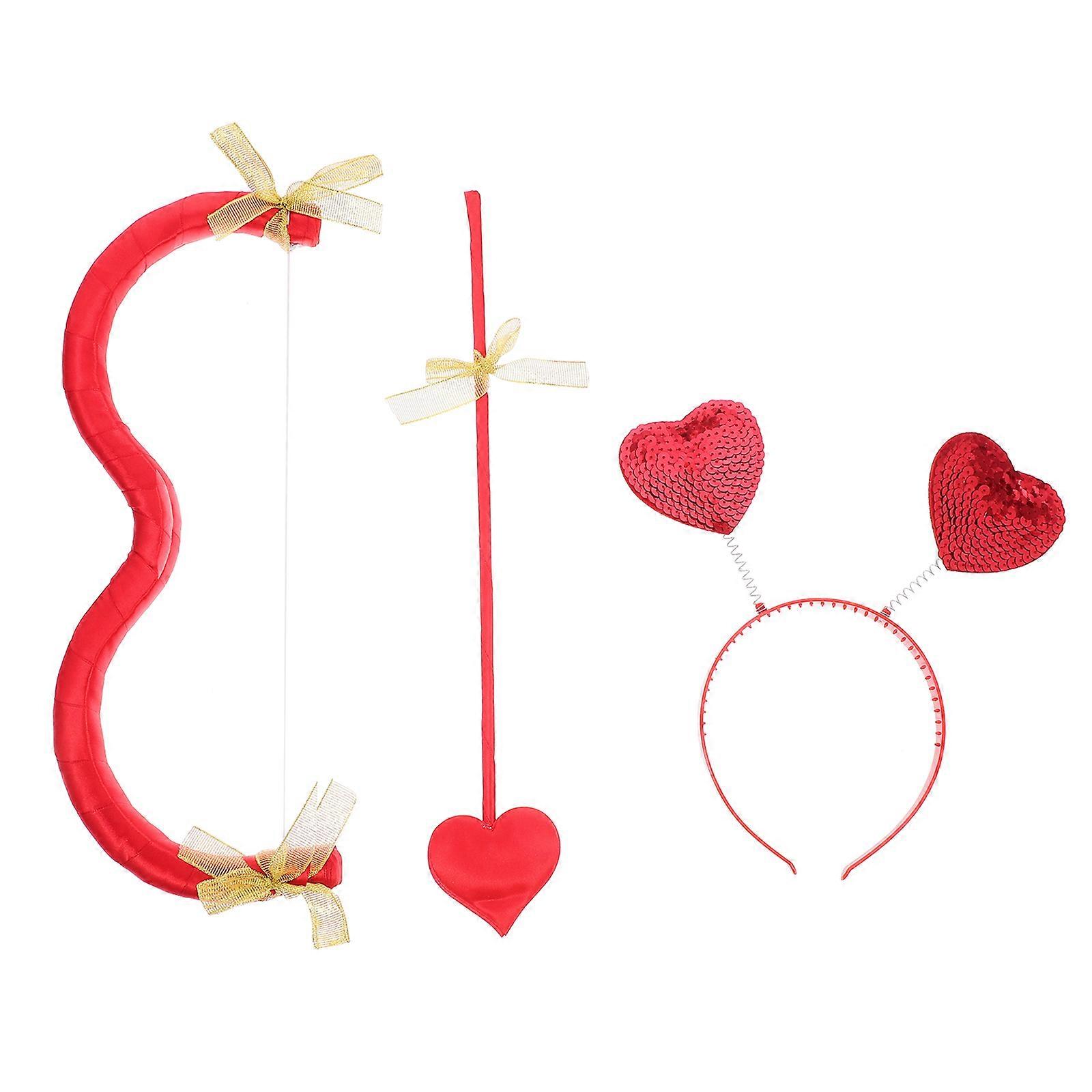 Valentine's Day Cupid Costume Photo Prop Featuring Bow Arrow And Headband Accessories In Red 3 Sets