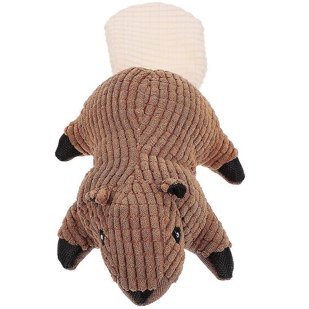 Dog Chew Toy 3Pcs Squirrel Shape Plush Toy Teeth Cleaning Indoor Play Light Brown