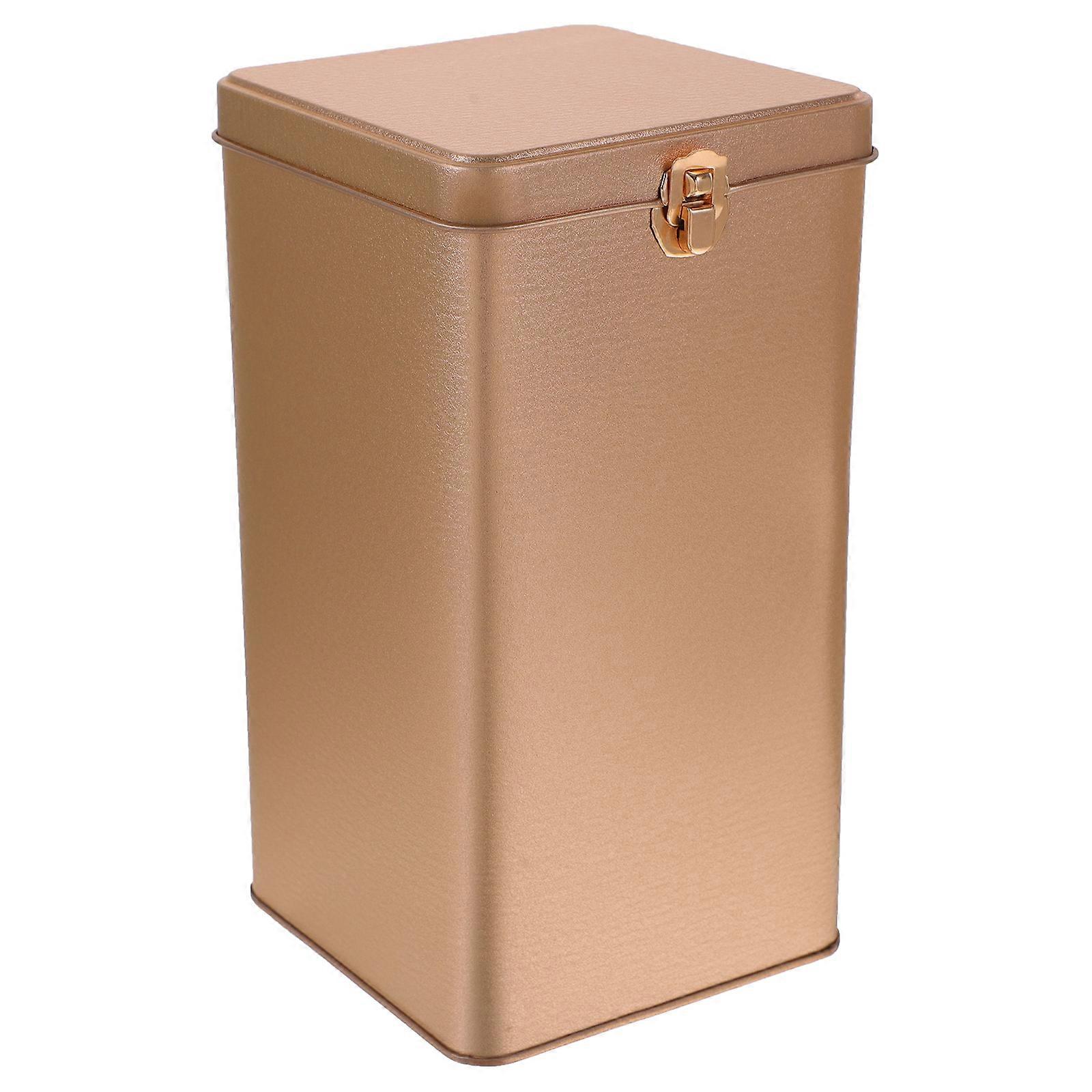 Square Metal Tea Storage Container For Home Use Food Organization Stylish 19X10X10 Cm 1Set