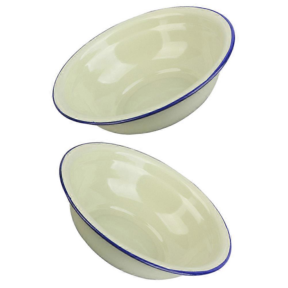 Multi-Purpose Enamel Bowls Vintage Style Soup Holders For Home Kitchen Use 8 Pcs Retro Design