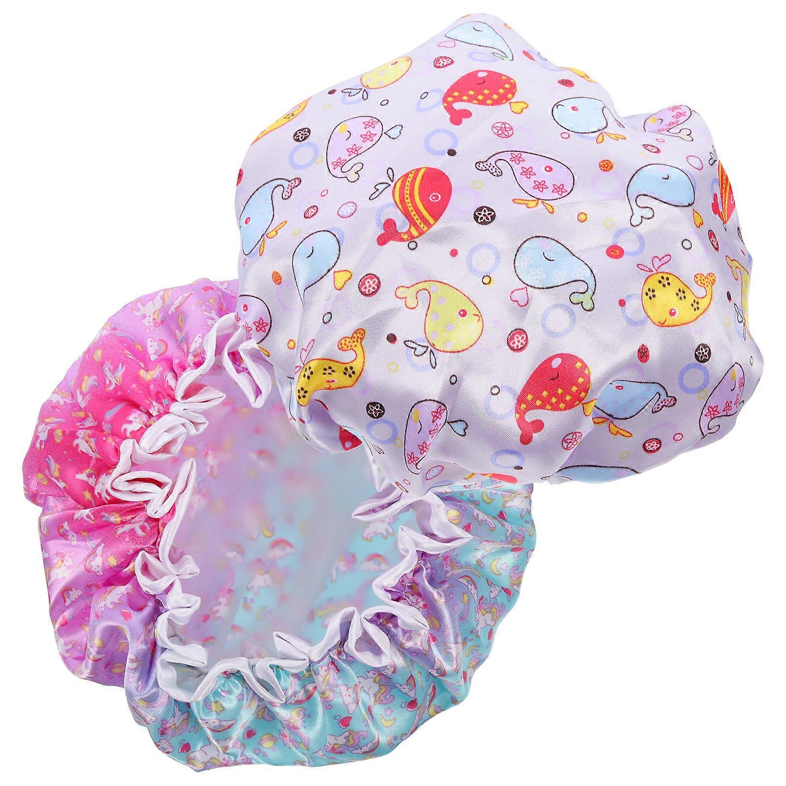 Waterproof Kids Sleeping Caps for Sleeping Assorted Color Polyester Fiber 2Pcs