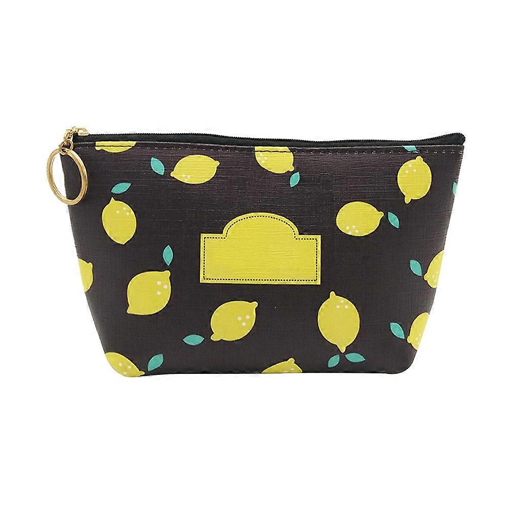 Pencil Case Black PU for Cosmetic Organization Portable 2Pcs