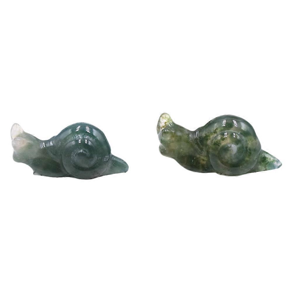 Snail Figurine Natural Stone Snail Decor for Home 2Pcs Assorted Color
