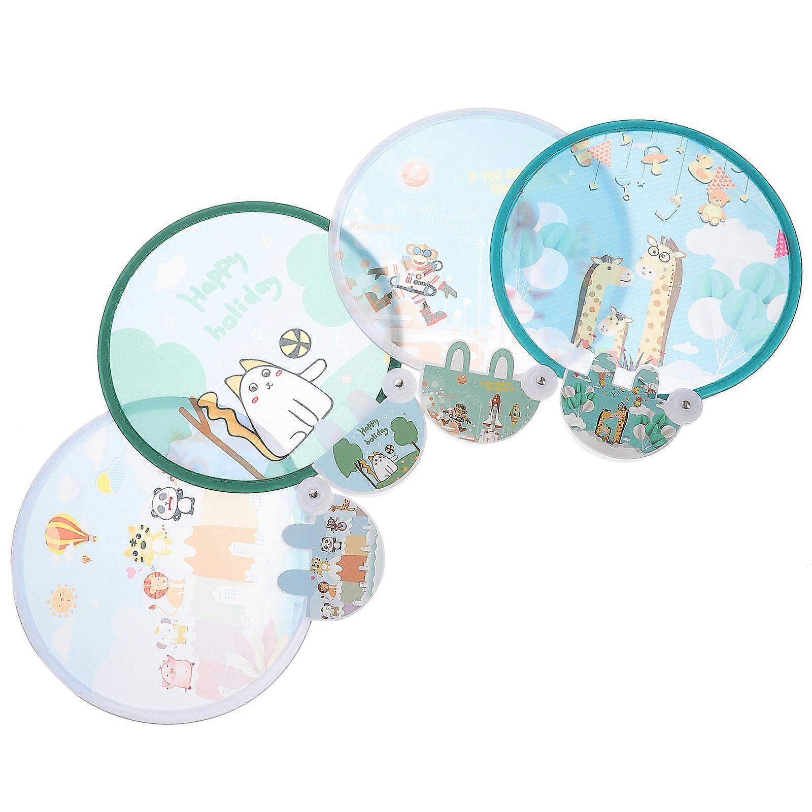Compact Foldable Fan Round Decoration Photo Prop For Dancing Performances 4Pcs
