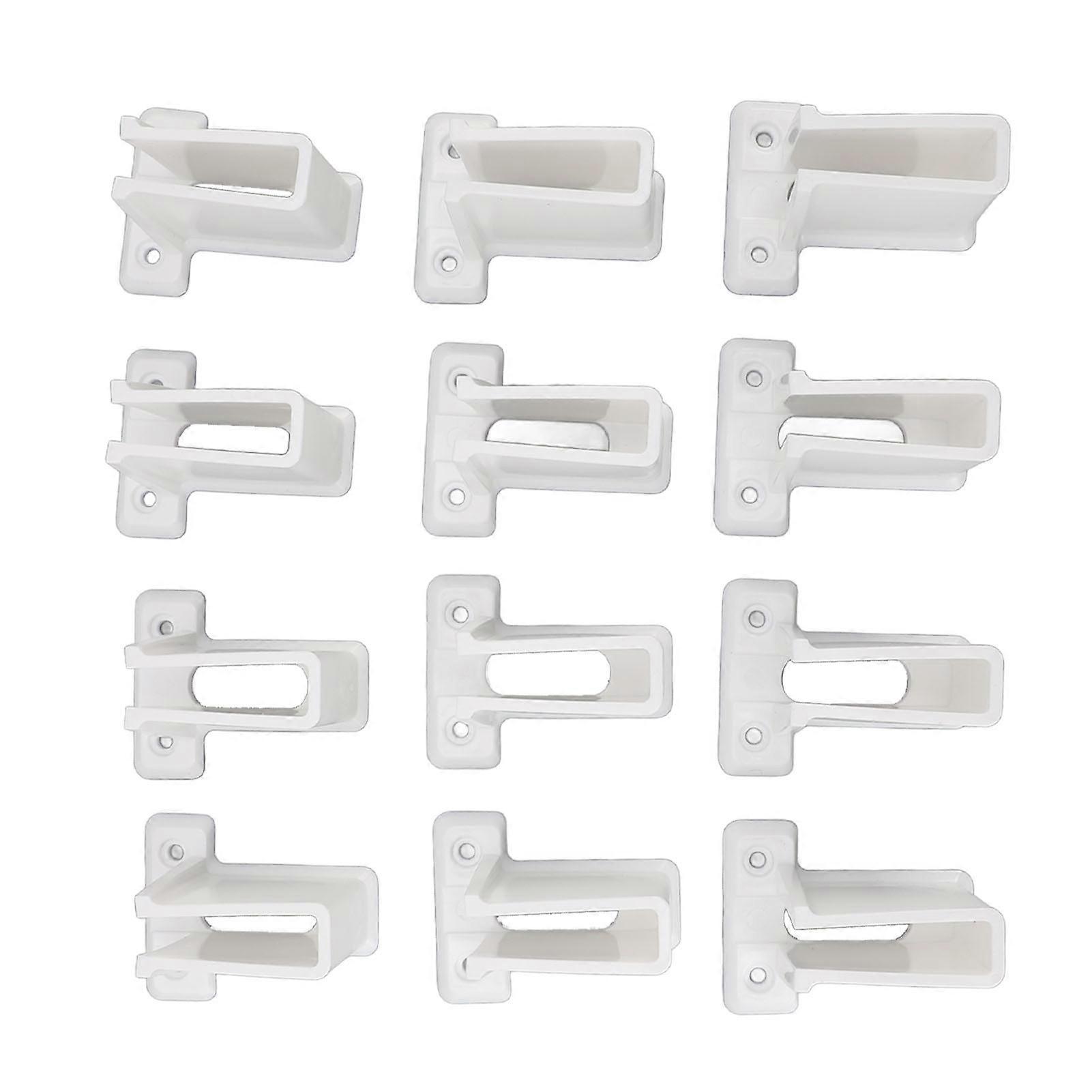 12 Pcs White Plastic Wire Shelf End Brackets, Strong Load Bearing