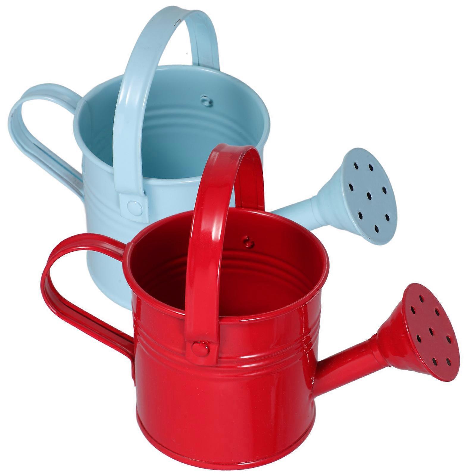 Watering Can Iron Simple Watering Pot for Gardening Use 2Pcs Durable Red