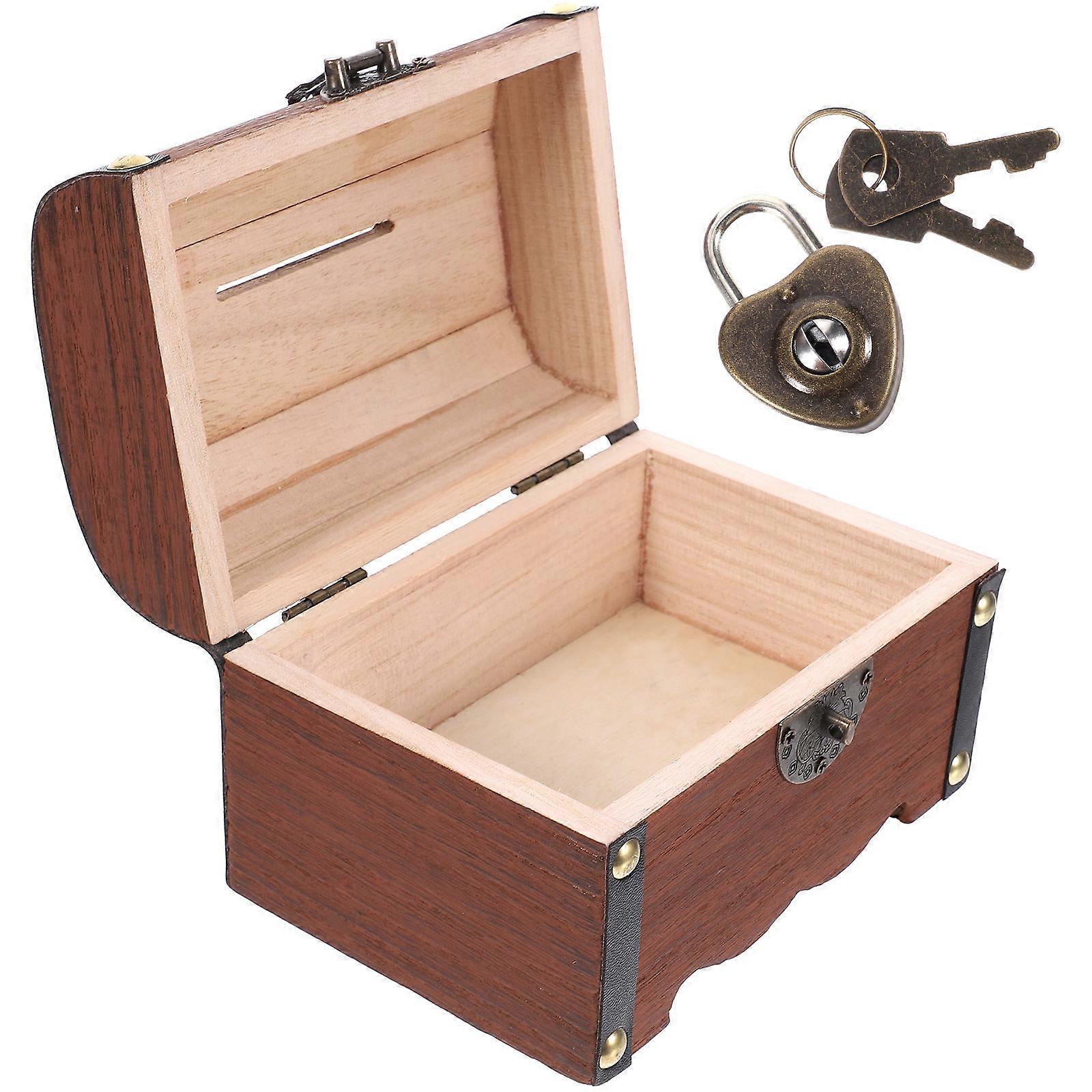 Storage Container 1Pc Creative Wooden Bank Vintage Use 14.5X10X9.2CM Money Saving Box