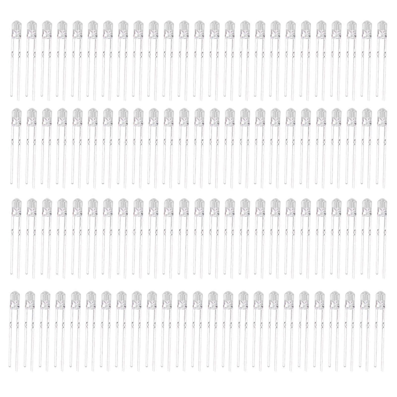 100 Pcs LED Diode 3mm 8 Colors LED Luminous Color Lamp Electronic Components Kit 3VWarm White