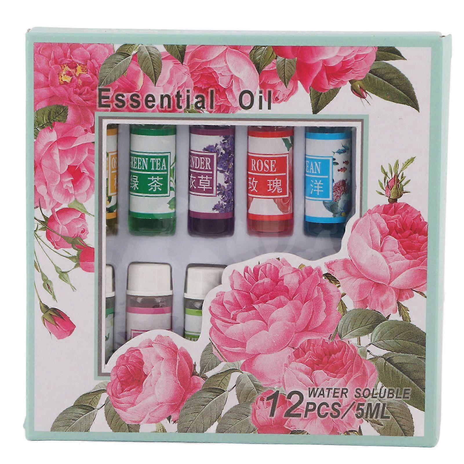 12Pcs 5ML Natural Fragrant Aromatherapy Water soluble Essential Oil Improve Sleep