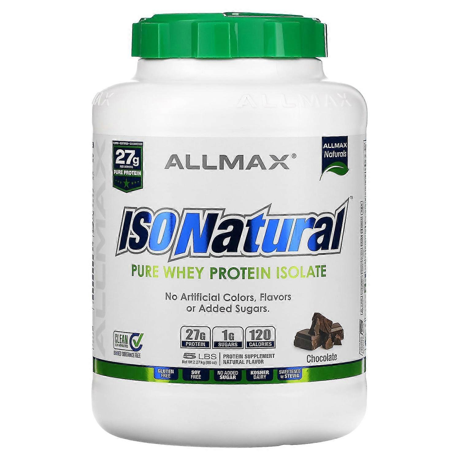 ALLMAX, IsoNatural, Pure Whey Protein Isolate, Chocolate, 5 lbs, (2.27 kg)