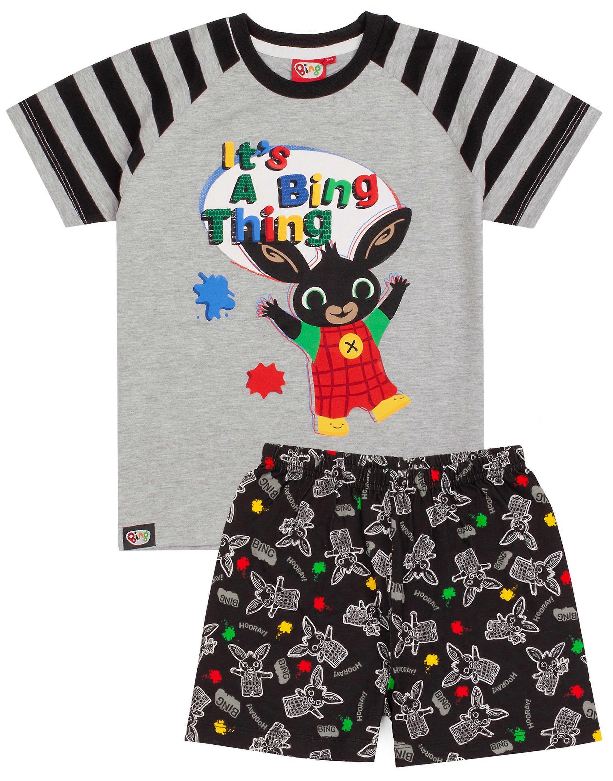 Bing Bunny Erkek Çocuk Kısa Kollu Kısa Bacak Pijama Takım Gri