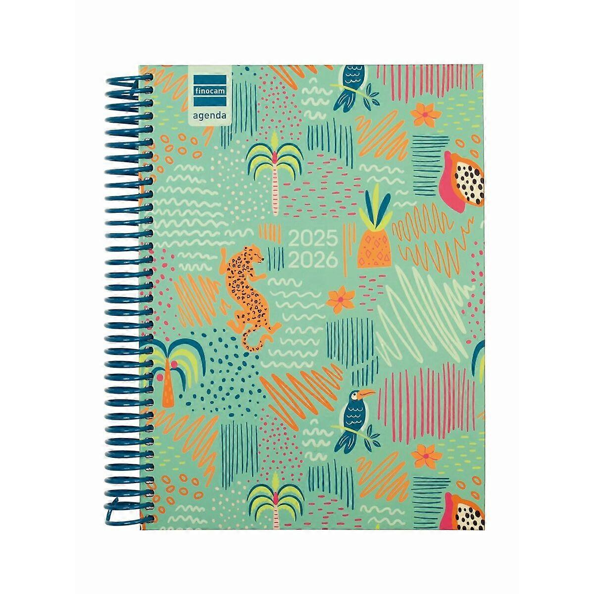 Diary Finocam DIVA Multicolour Quarto 15,5 x 21,2 cm Jungle 2025-2026