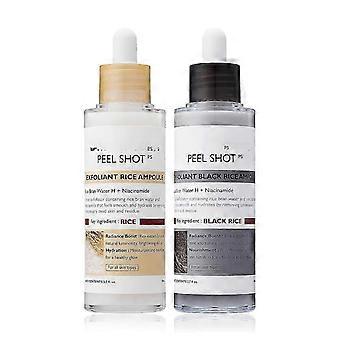 Peel Shot Glow Rice Ampulle Duo Hvit risampulle+Svart risampulle Myk eksfolierende ansikts- og kroppsskrubb Døde hudceller, hudormerfjerner for alle