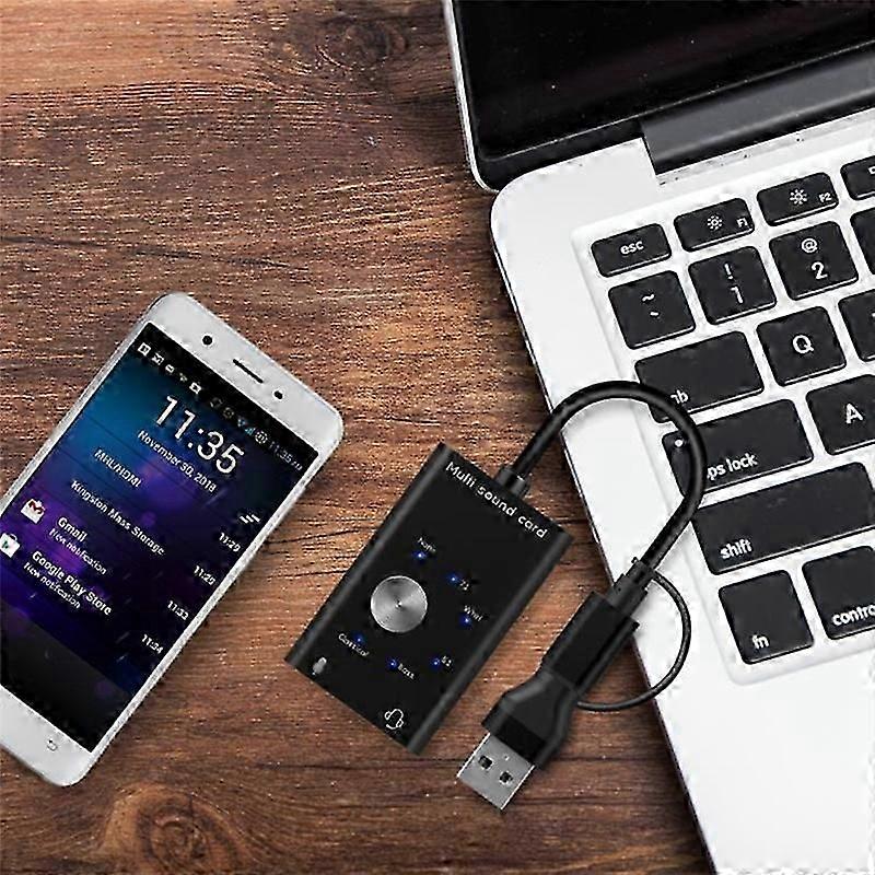 External Sound Card USB2.0 Type C Stereo Microphone Adapter Professional Converter for Laptop Headse