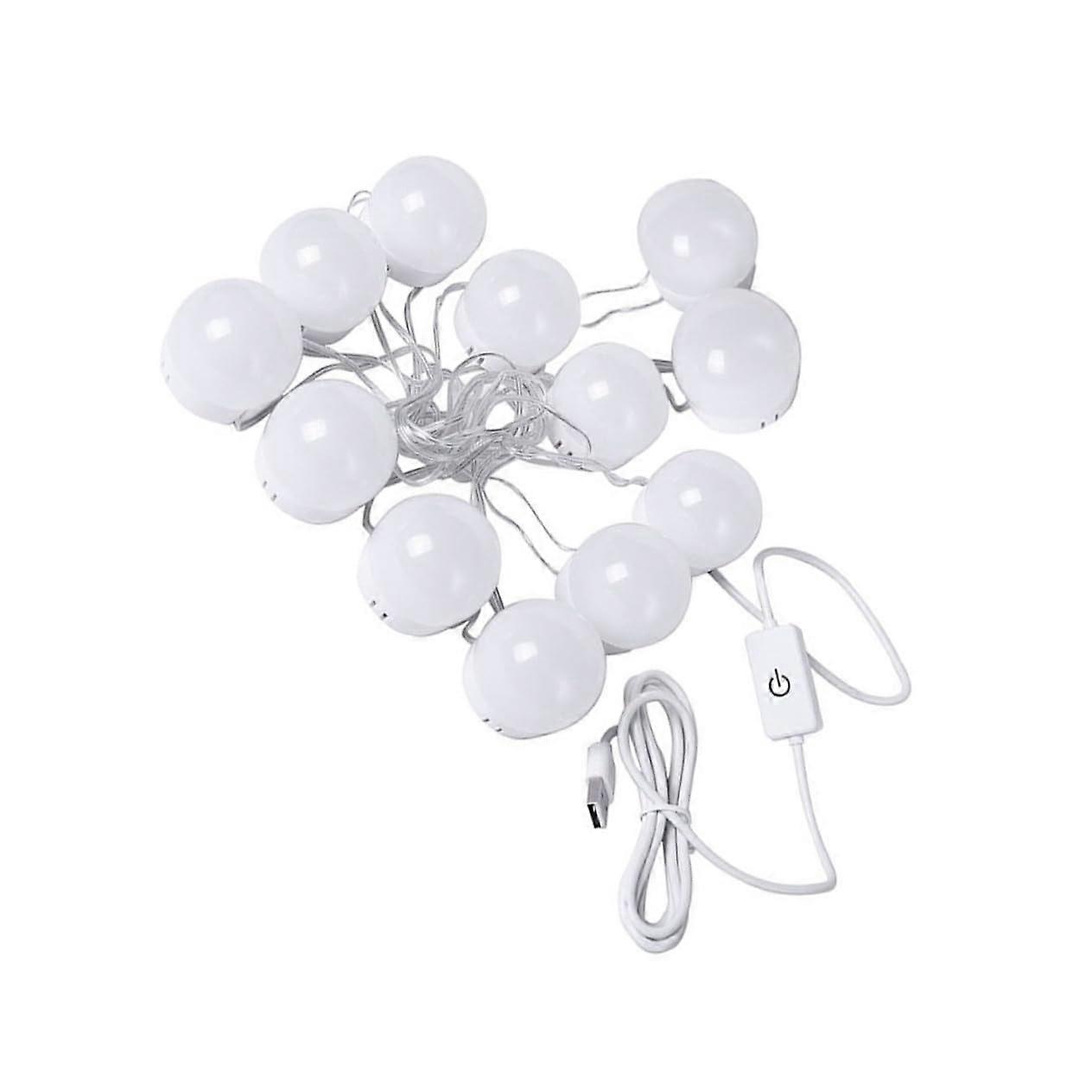 Adjustable USB LED Vanity Table Light With Bulbs, Dimmable Mirror Front Lamp, Bedroom Or Bathroom, USB Adhesive Mount