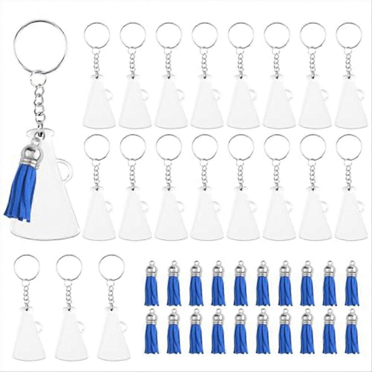 Cheer Megaphone Key Chains with Tassel, for DIY Crafting Project,Blue