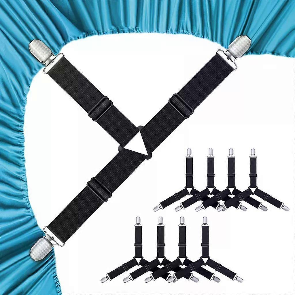 8x adjustable bed sheet straps with metal clips, H0525