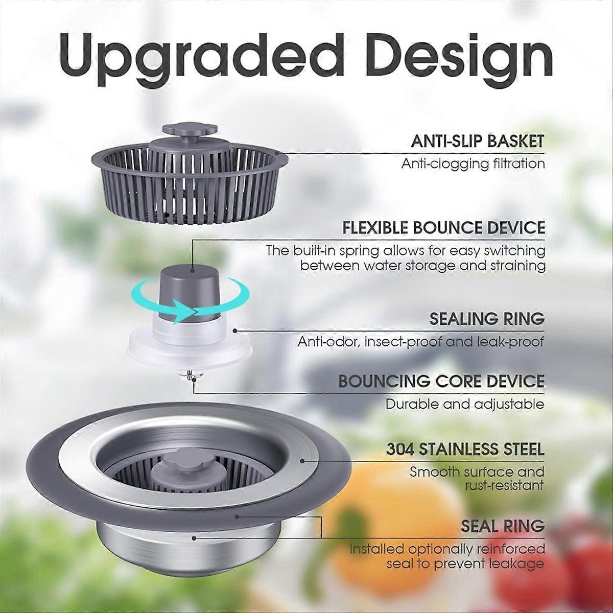 3 in1 Kitchen Sink Drain Strainer and Sink Stopper