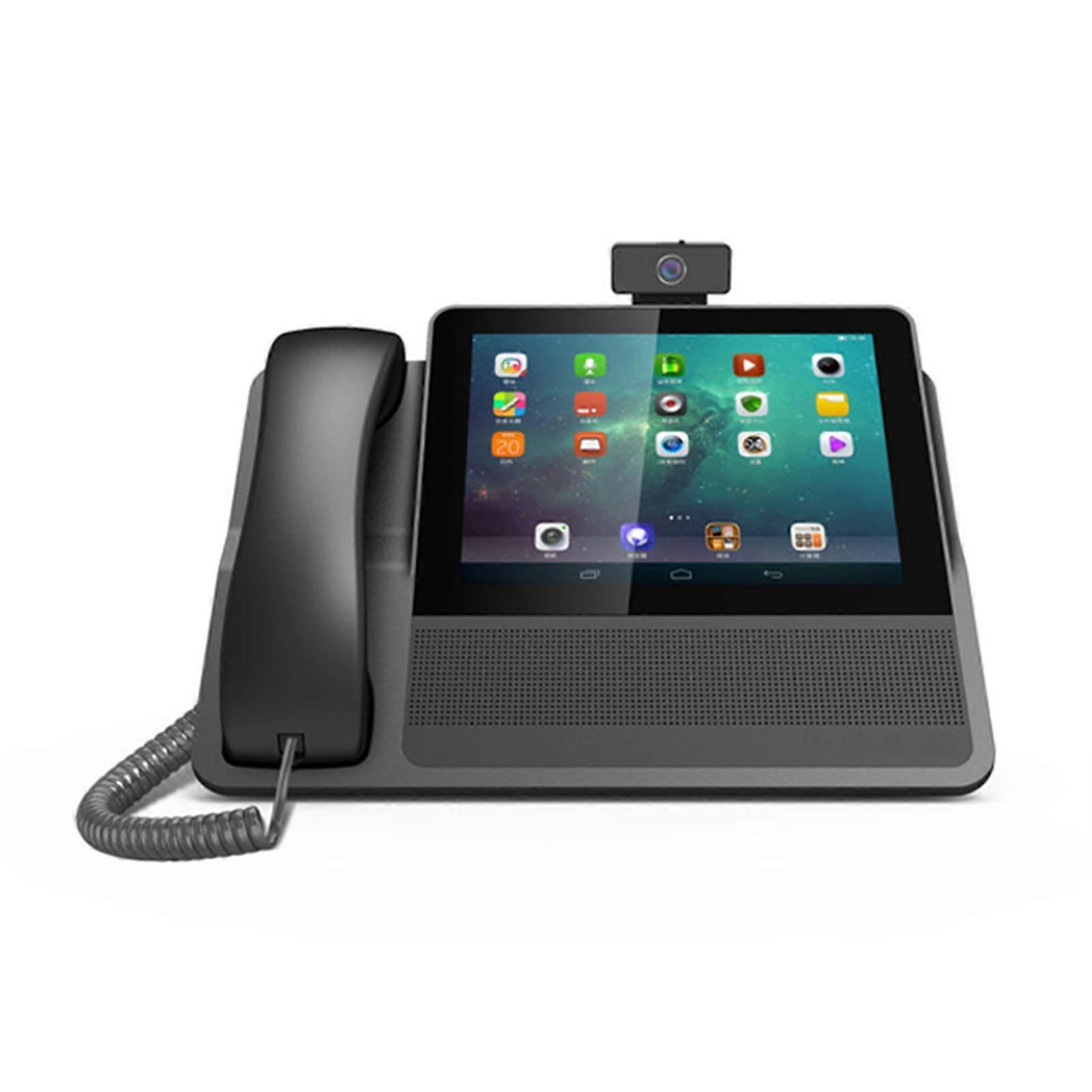 Smart Video IP Phone 8 Inch Touch Screen WiFi Bluetooth 6 SIP Lines 2MP Camera PSTN VOIP Telephone for Office Business US Plug 