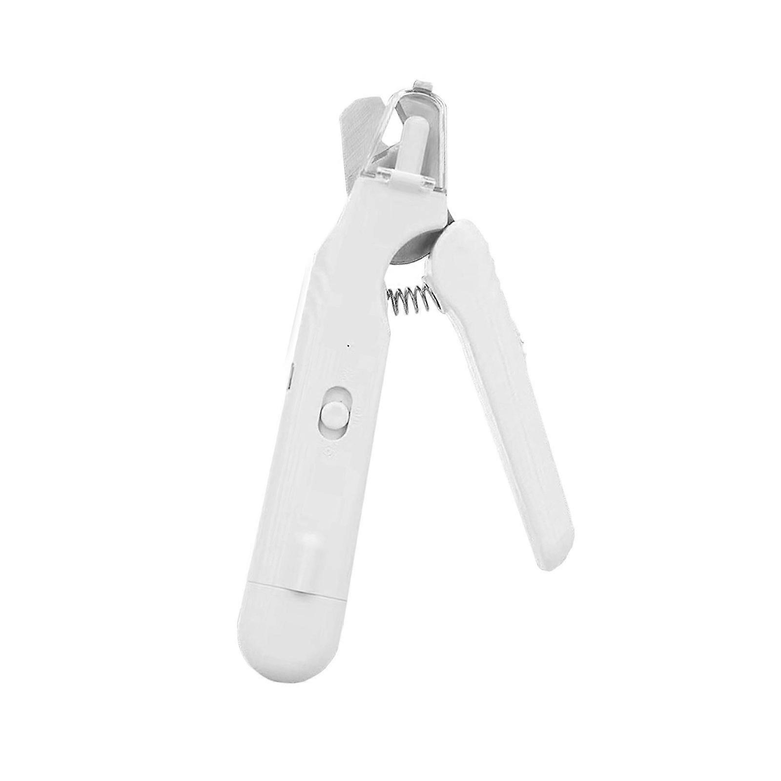 Cats Nail Trimmer Tool with LED Light Trimming Tool Home Use Labor-Saving Trimmer Prevents Splitting  White