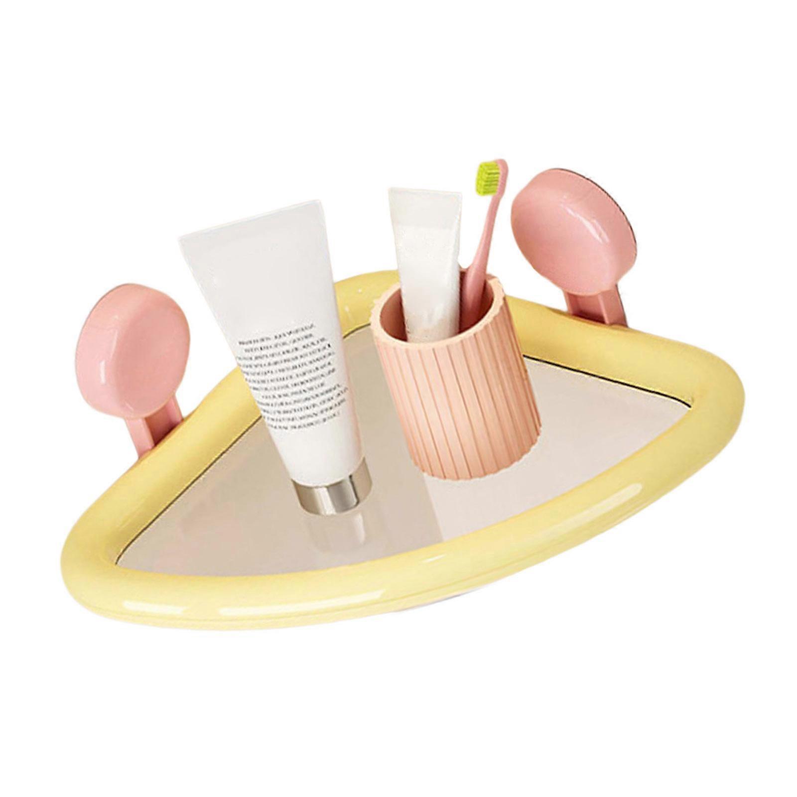 Multipurpose Suction Bath Organizers Triangle Shower Shelf Waterproof ABS Without Drilling Required Home Use  Yellow