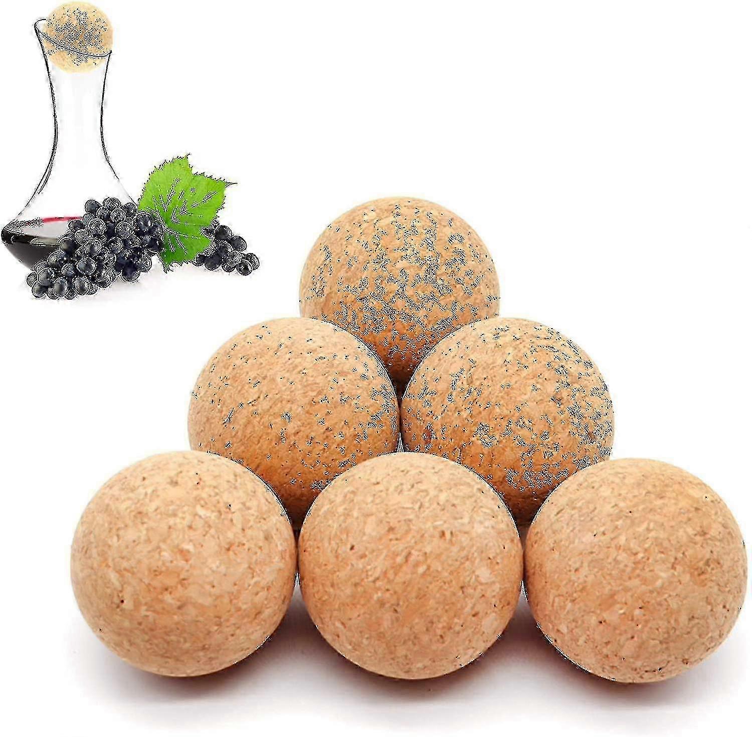 ワインカラフェ用木製コルク栓6個、2.4インチ