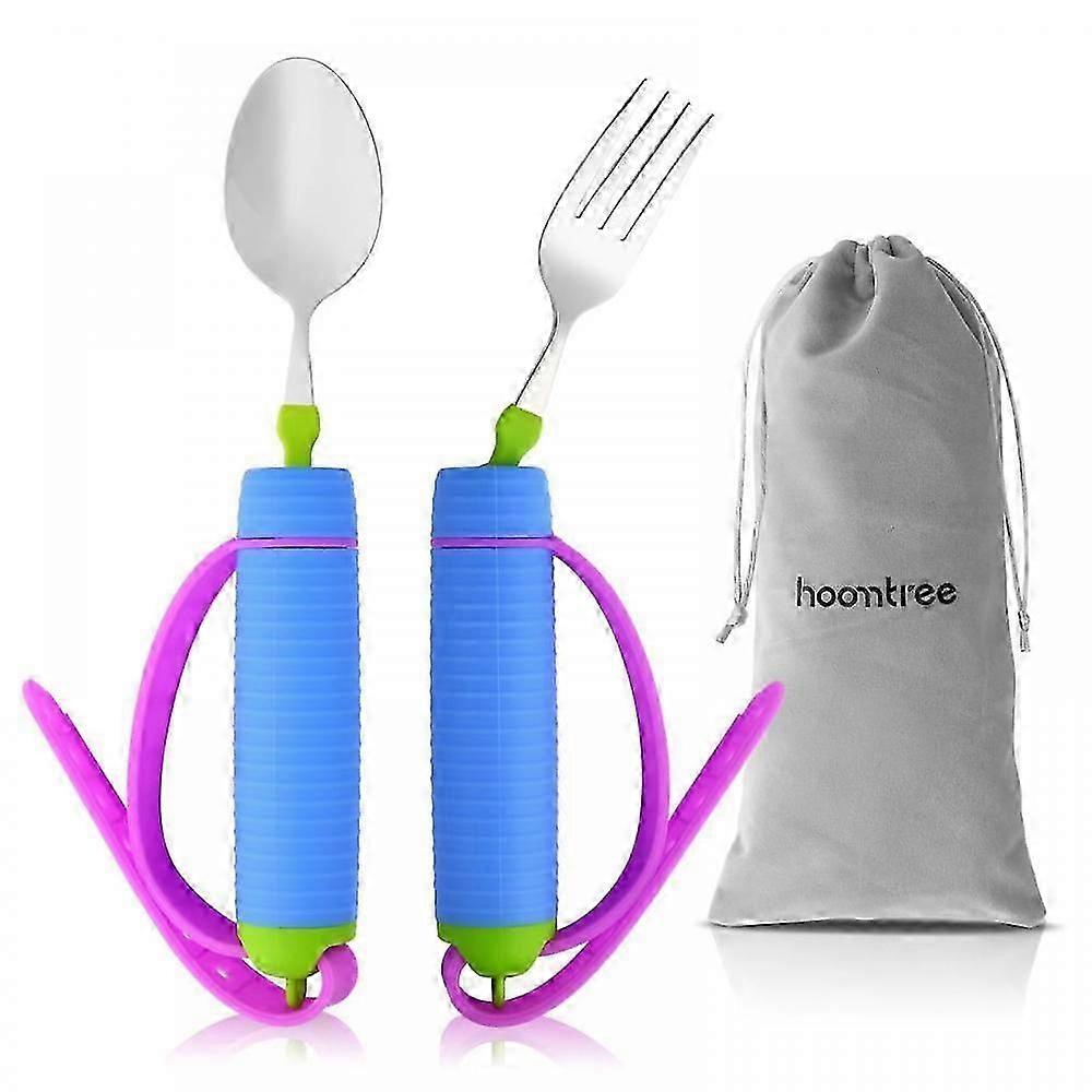 Adaptive Utensils for Elderly, Parkinsons Utensils, 360 Degree Rotation | Easy Grip Handles, Hand Tremors, Arthritis, 2 Pieces Set