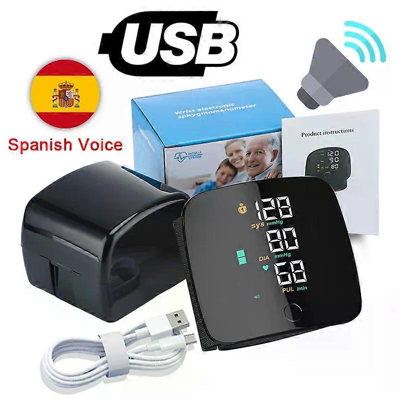 Wrist Type Blood Pressure Monitor LED Display Fast Measurement Digital Tensiometer BP Tonometer Heart Rate USB Rechargeable