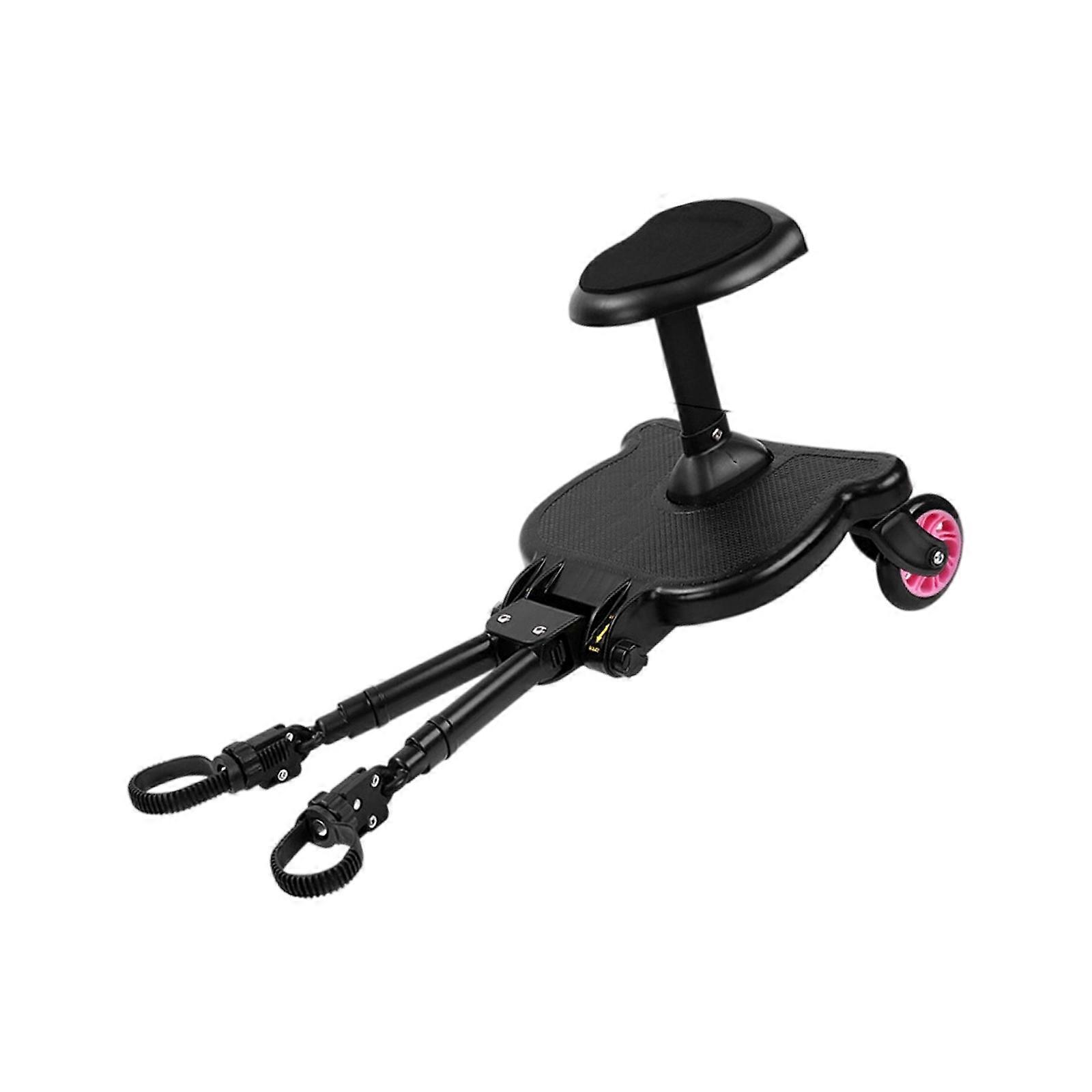 Multiple Brand Applicable Strollers Standing Board Nonslip Design Strollers Auxiliary Pedal with Steering Functionality  Pink wheel