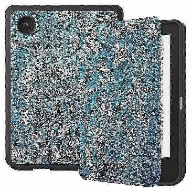Compatible For Kobo Clara 2E Pattern Printing PU Leather Folio E-reader Cover Shockproof Smart Auto Sleep / Wake Protective Case