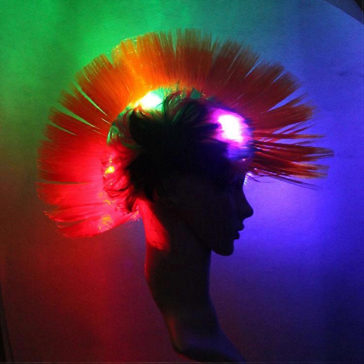 LED illuminated rooster comb punk wig