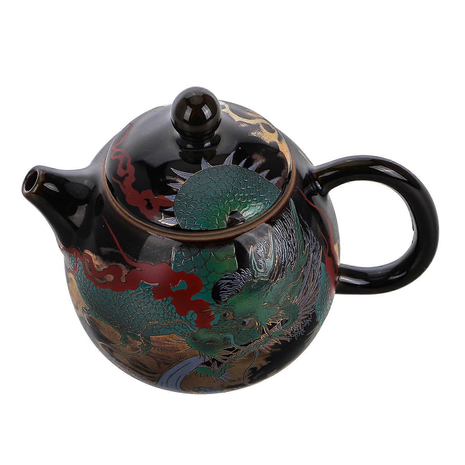Retro Ceramic Small Teapot for Tea Brewing with Antique Dragon Pattern