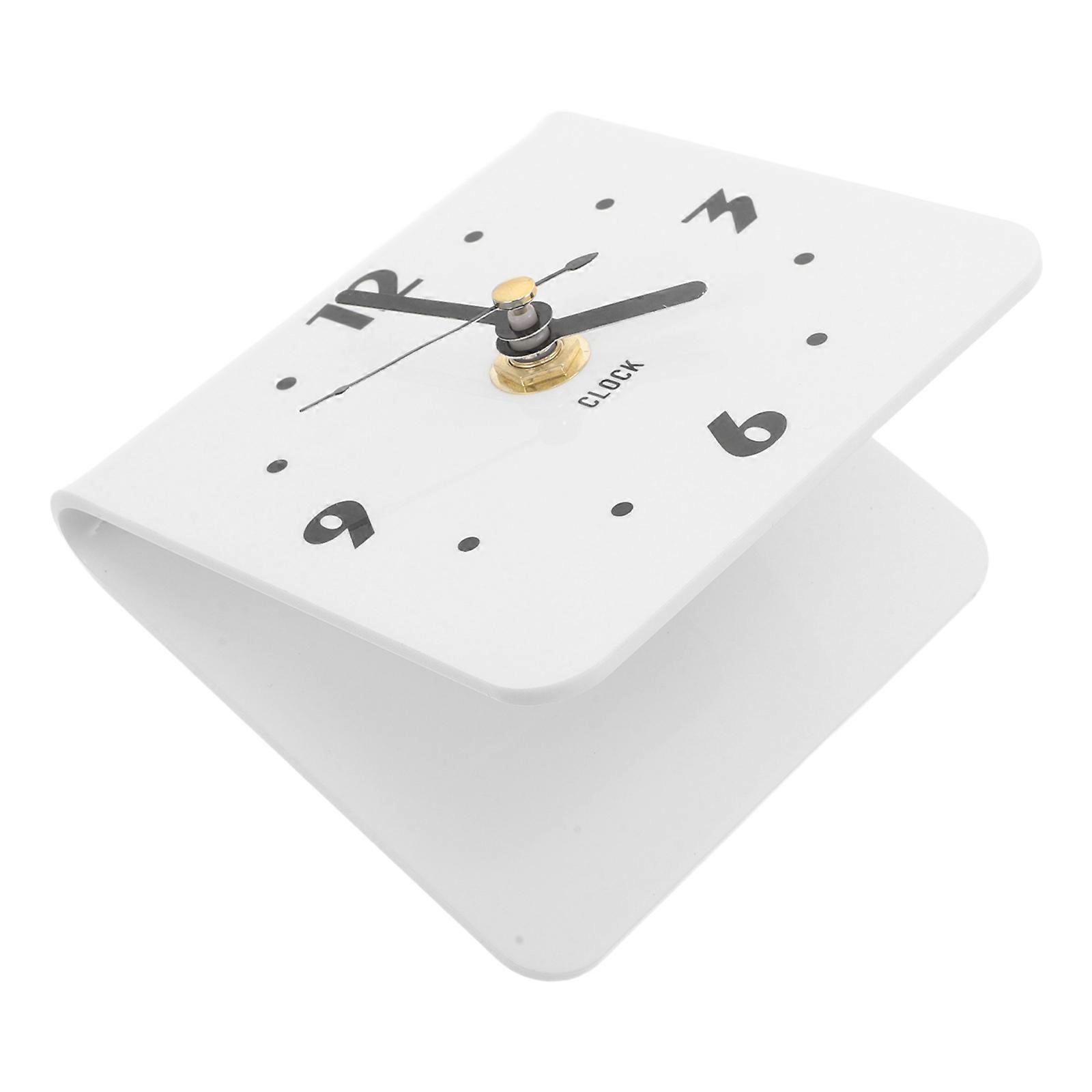 Silent Table Clock Acrylic for Office Use White Modern Desk Clock
