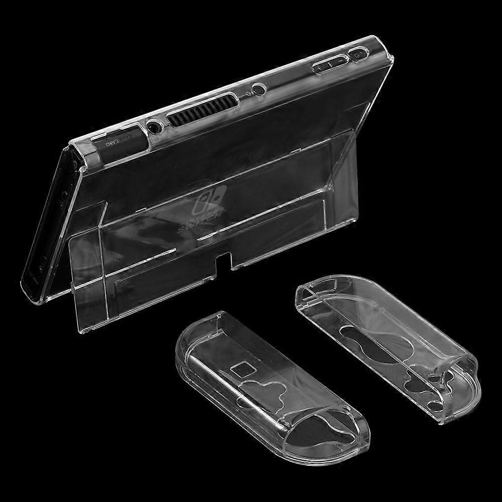 For Nintendo Switch OLED Crystal Clear Case with Stand Game Console Protective Cover Shell