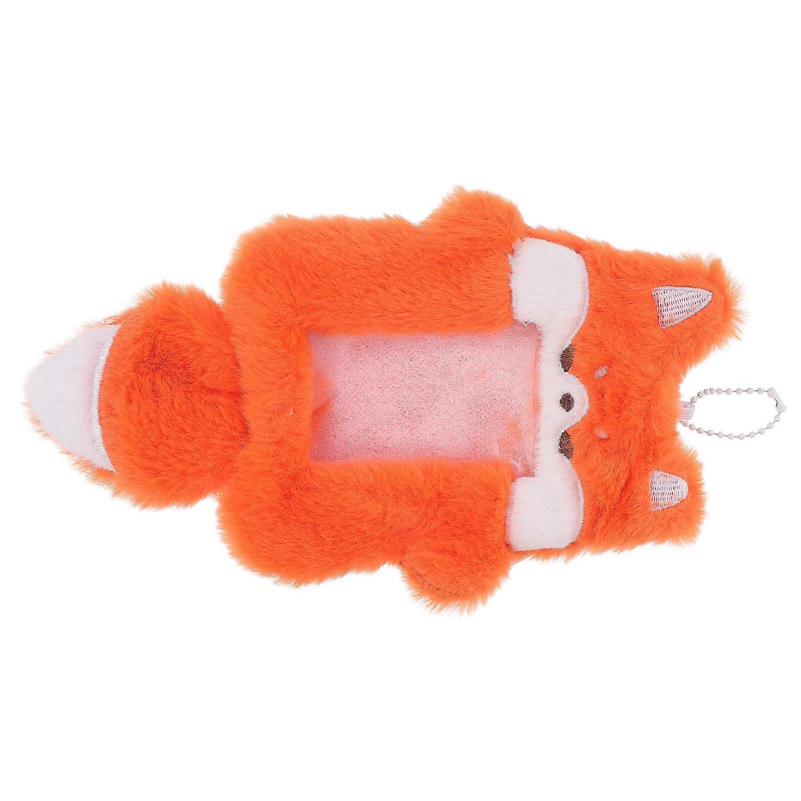 Animal Plush Card Holder with Keychain for Office Use in Bright Orange Color