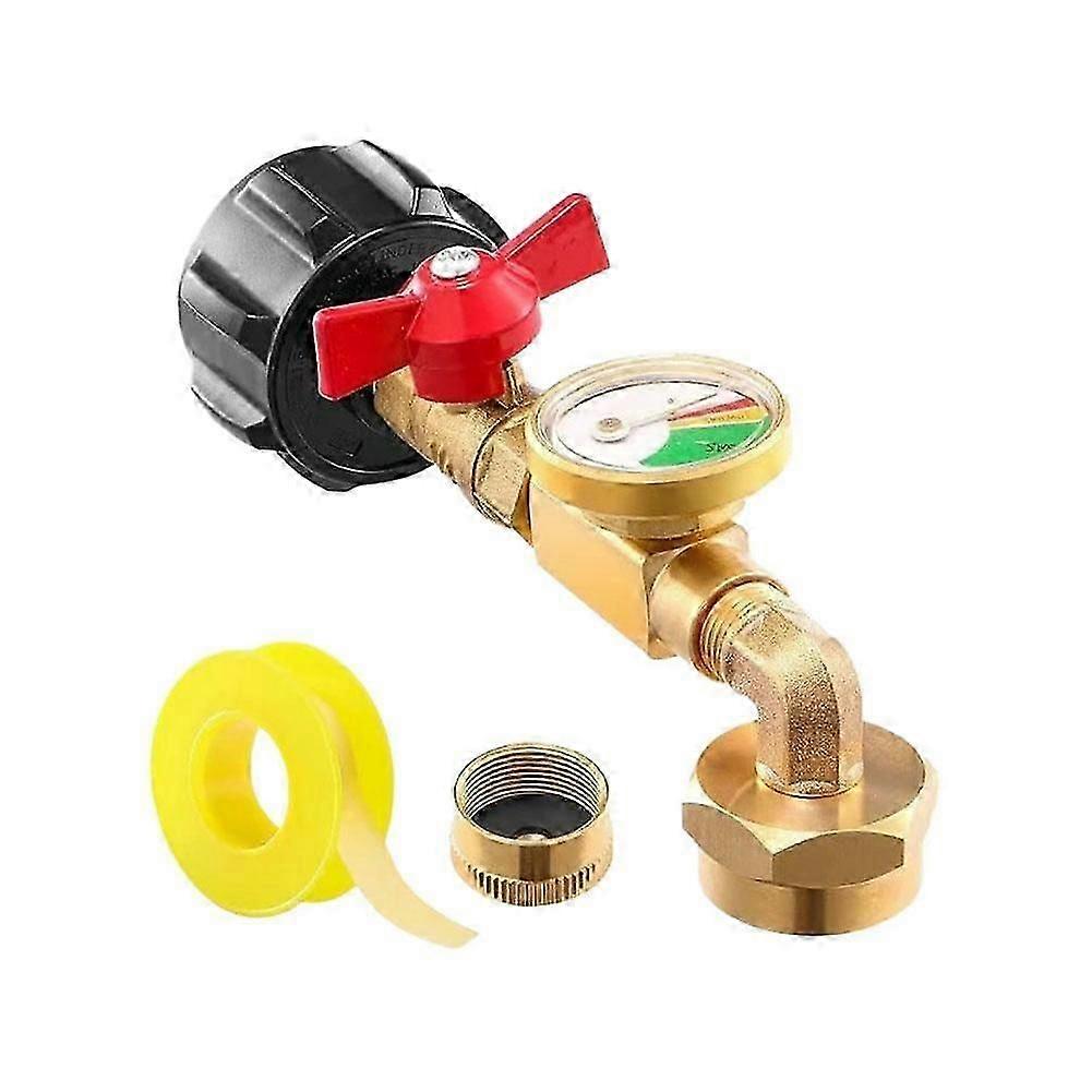 Propane Refill Elbow Adapter with Tank Gauge, Propane Refill Adapter