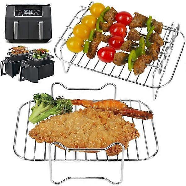 pcs Dehydrator Rack with 4 Skewers, Air Fryer AF300UK AF400UK Accessories, Grill Rack for Ninja/Salter/Instant/EMtronics Double Drawer Fryer