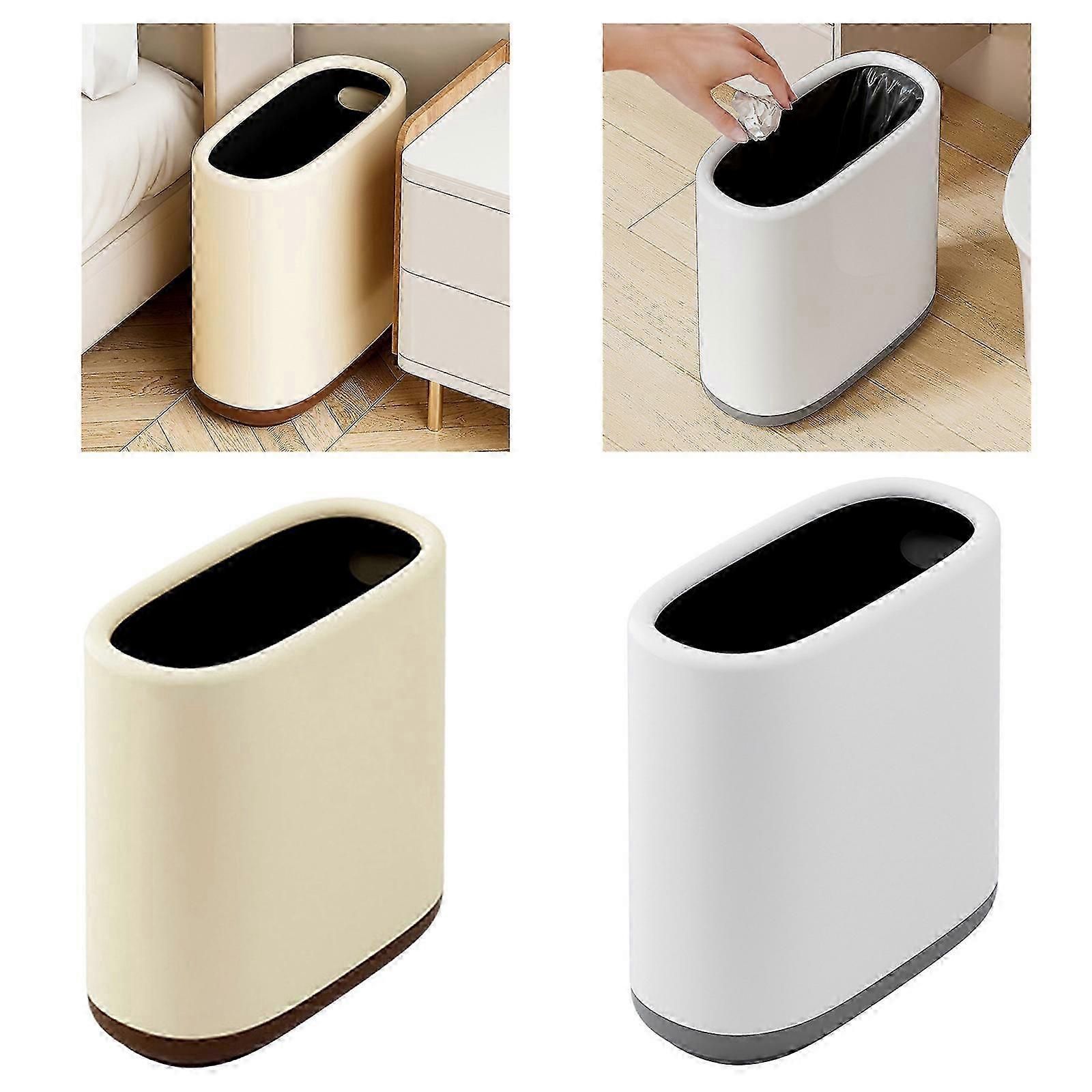Space Saving Press Lid Garbage Trash Can Plastic Waste Bin for Kitchen and Bathroom Use