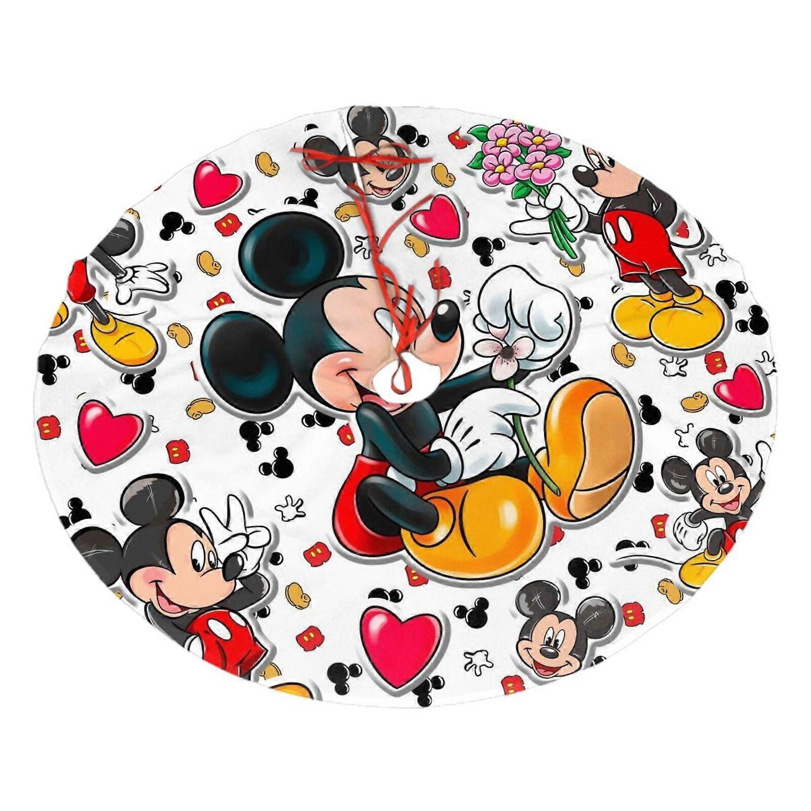 Mickey Mouse Christmas Tree Skirt, Soft And Funny Merry Christmas Tree Collar Farmhouse Xmas Holiday Decoration 48"
