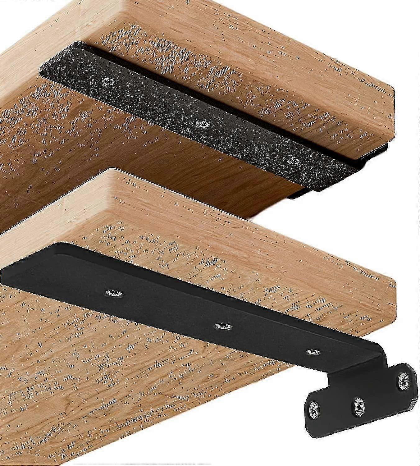 10-Inch Heavy-Duty Cast Iron Floating Shelf Brackets in Black for Hidden Support of Wooden Shelves