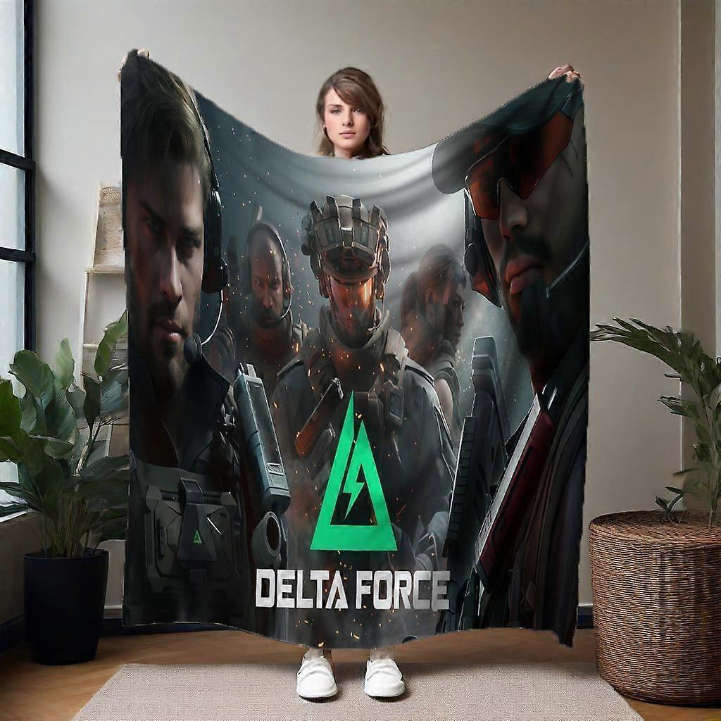 DELTA FORCE Delta Force TV Show Inspired Flannel Blanket - Super Soft All-Season Bedspread with Delta Force Characters, -QAZXC58