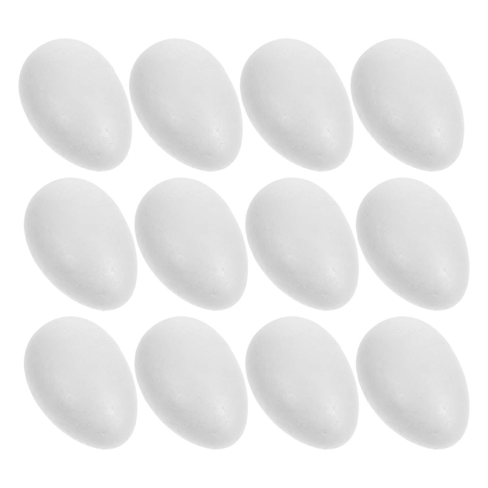 White Foam Eggs Foam Easter Egg Models for DIY 12Pcs Craft Polystyrene Decoration