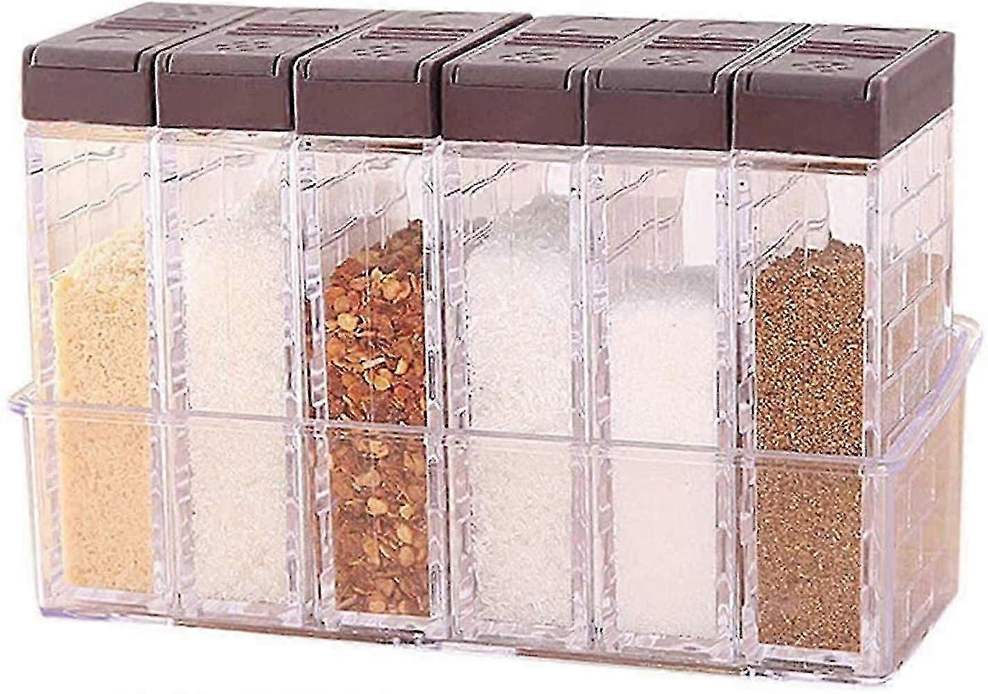 6-Piece Plastic Spice Shaker Set with Tray for Camping