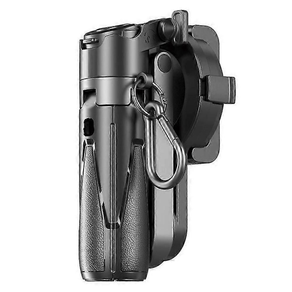 （Black)P15-C 2 In 1 Magnetic Phone Holder Telescopic Selfie Stick Portable Tripod Stand with G Style RGB Pocket Light