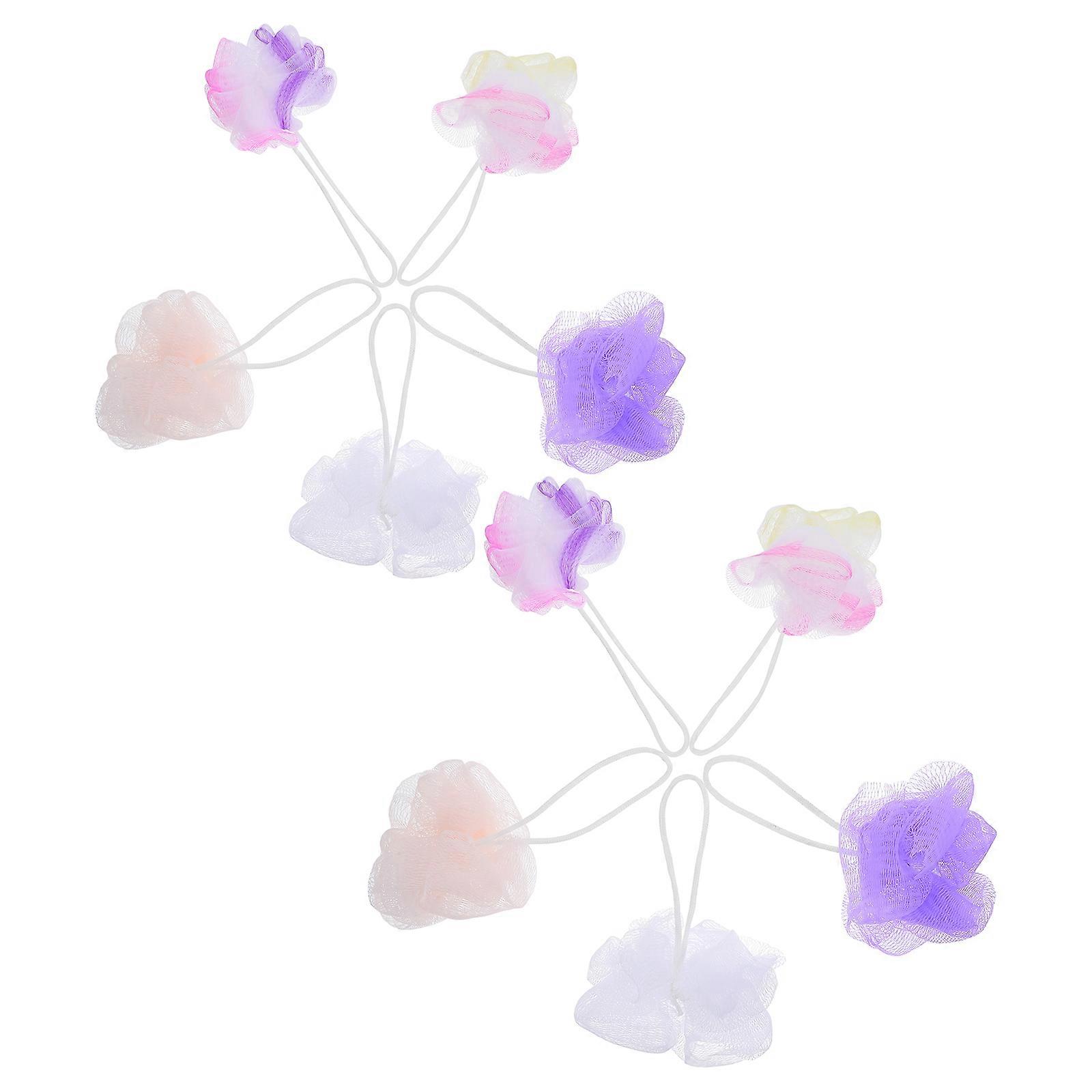 10pcs Bath Shower Exfoliating Puff Sponge Mesh Net Balls Set (Random Color)